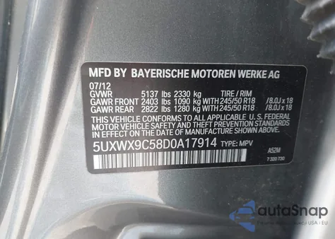 2013 BMW X3 xDrive28I from USA, damaged, VIN 5UXWX9C58D0A17914